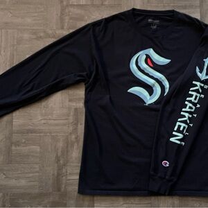 Seattle Kraken Shirt Men’s Large Navy Blue NHL Hockey Long Sleeve Champion L